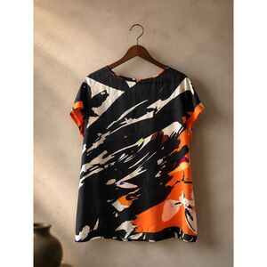 Lafayette 148 New York Abstract Print Silk Blouse – Size Medium